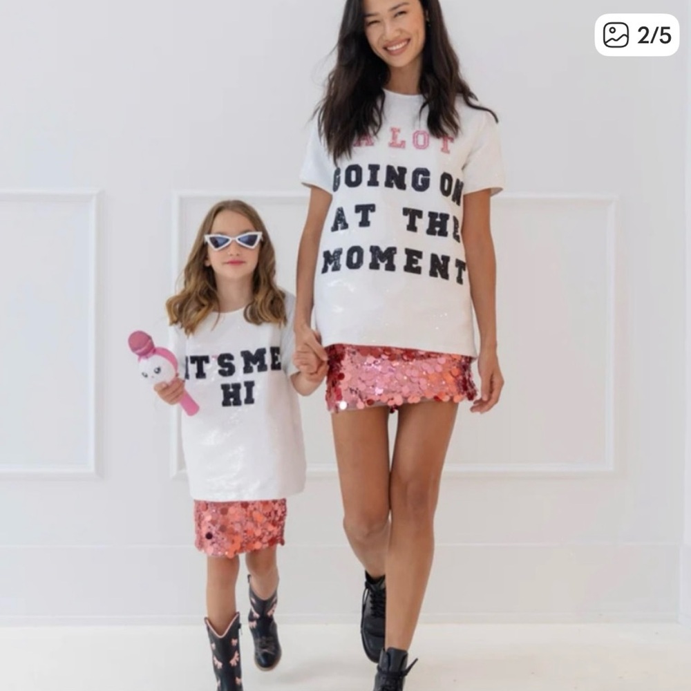 White Sequin Graphic T-Shirt